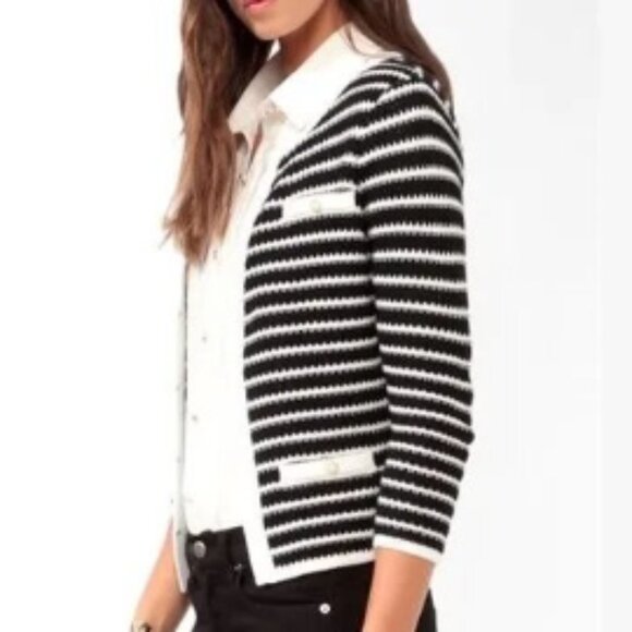 Forever 21 Striped Pearlescent Button Cardigan - Picture 1 of 9
